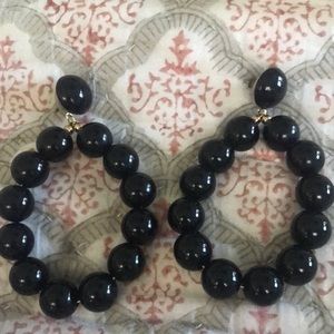 Kenneth Lane Black and Gold Ball Hoop Earrings